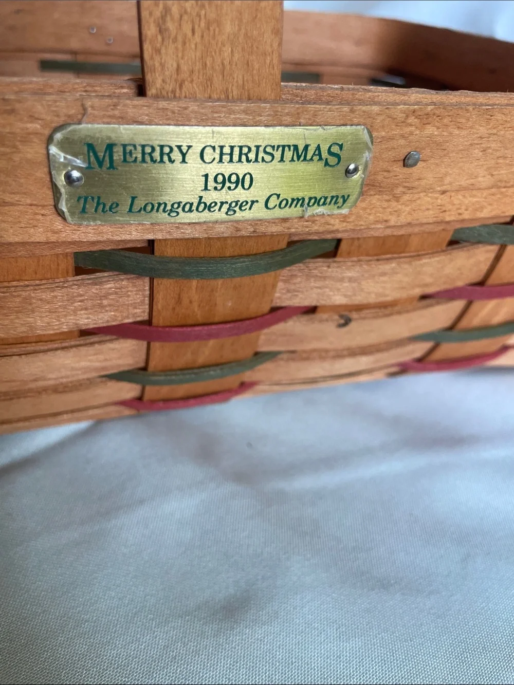 Longaberger 1990 Merry Christmas Basket Signed by Dave Longaberger.